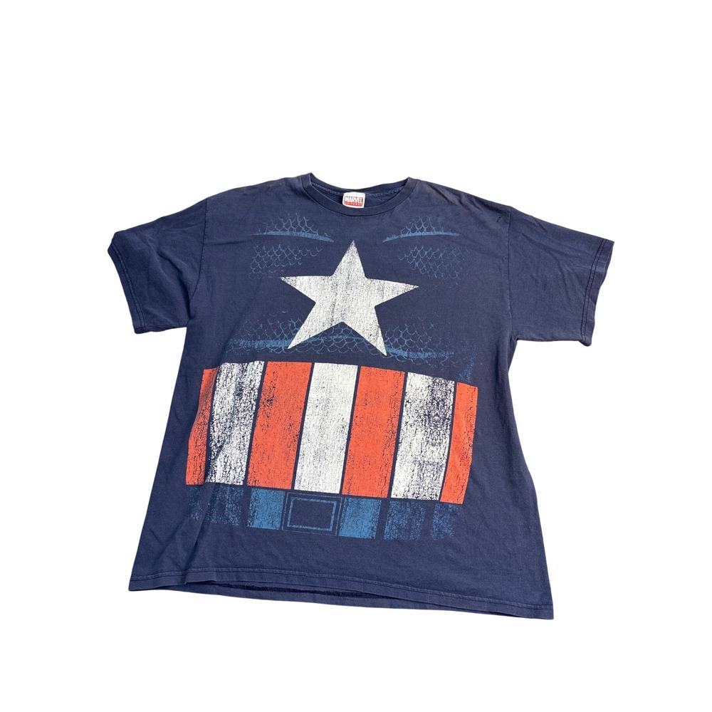 Marvel Universe Captain America T-Shirt Mens Large Navy Blue 2009 Freeze Graphic